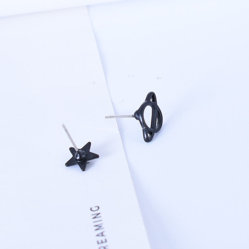 Asymmetrical Star Stud Earrings For Women In Alloy With Electroplated Finish