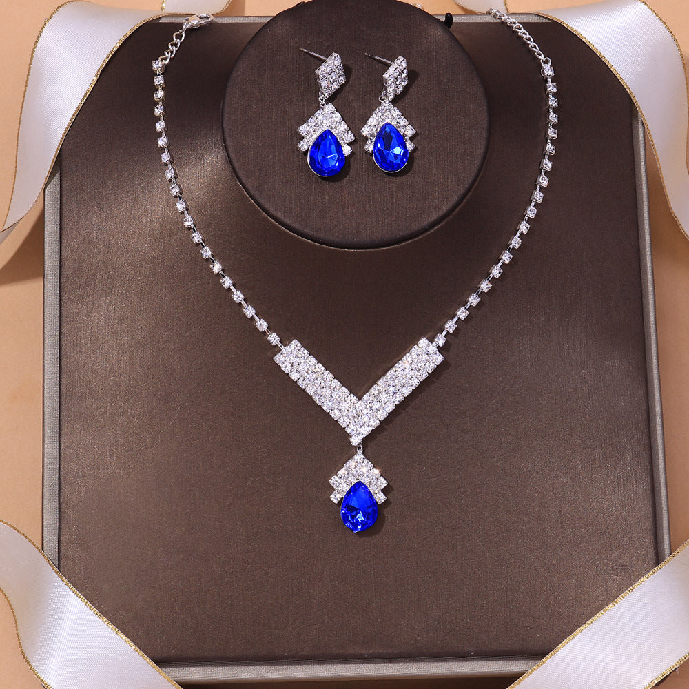 Simple Style Women’s Necklace Featuring Water Droplets Pattern With Electroplated Rhinestones