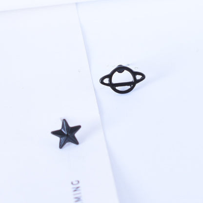 Asymmetrical Star Stud Earrings For Women In Alloy With Electroplated Finish