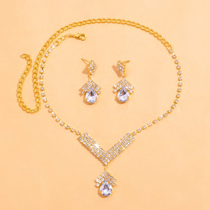 Simple Style Women’s Necklace Featuring Water Droplets Pattern With Electroplated Rhinestones