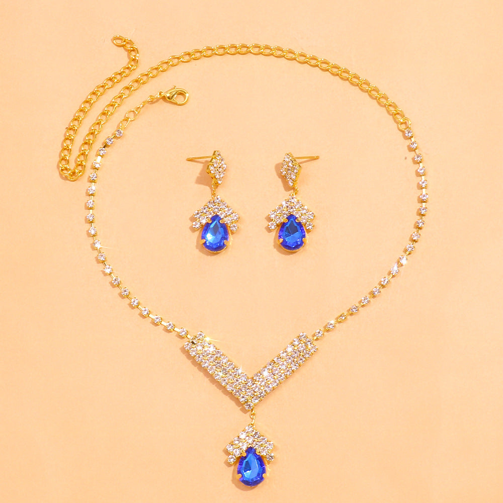 Simple Style Women’s Necklace Featuring Water Droplets Pattern With Electroplated Rhinestones