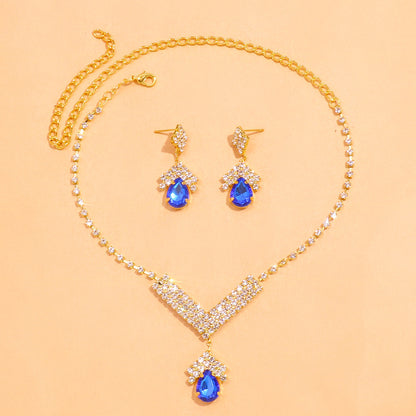 Simple Style Women’s Necklace Featuring Water Droplets Pattern With Electroplated Rhinestones