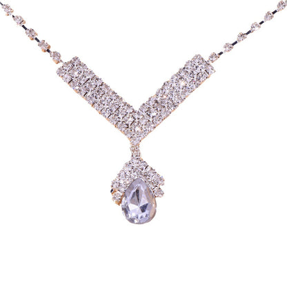 Simple Style Women’s Necklace Featuring Water Droplets Pattern With Electroplated Rhinestones