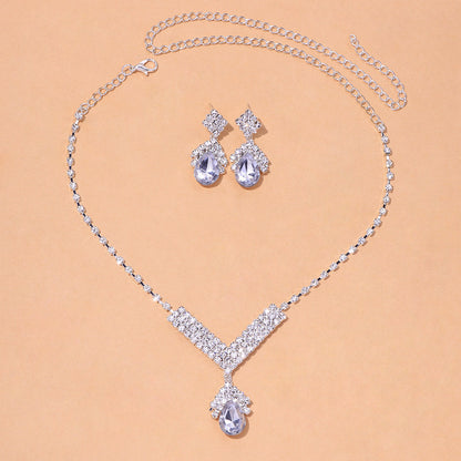 Simple Style Women’s Necklace Featuring Water Droplets Pattern With Electroplated Rhinestones