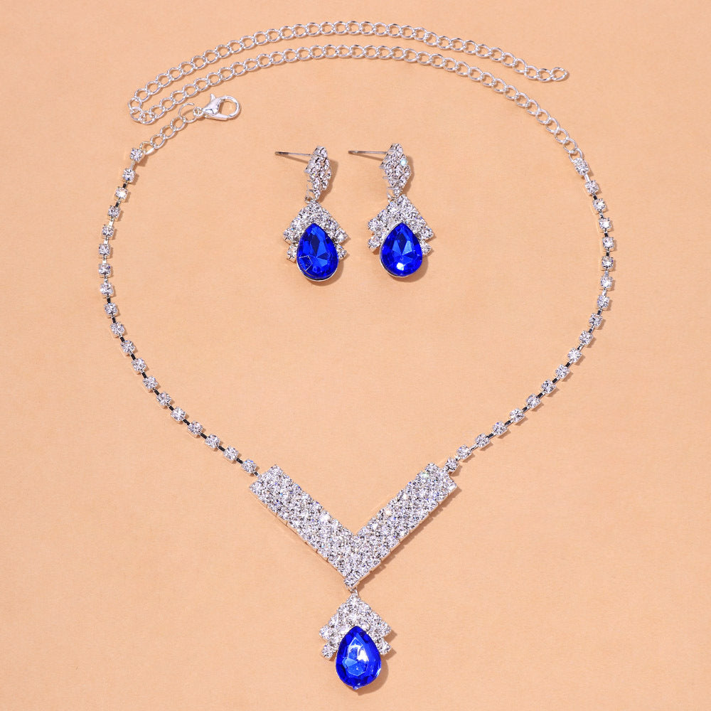 Simple Style Women’s Necklace Featuring Water Droplets Pattern With Electroplated Rhinestones