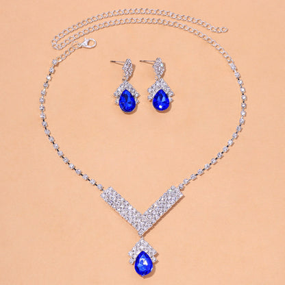 Simple Style Women’s Necklace Featuring Water Droplets Pattern With Electroplated Rhinestones