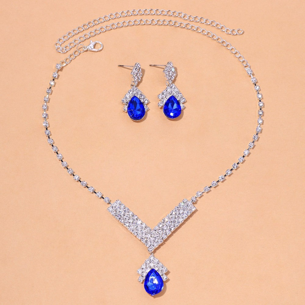 Simple Style Women’s Necklace Featuring Water Droplets Pattern With Electroplated Rhinestones