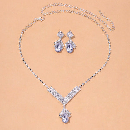 Simple Style Women’s Necklace Featuring Water Droplets Pattern With Electroplated Rhinestones
