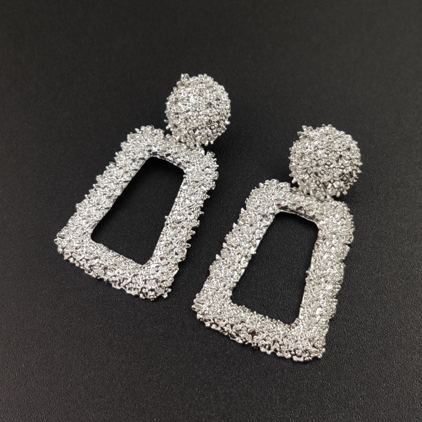 Exaggerated Geometric Earrings With Electroplated Gold Finish Featuring 304 Stainless Steel Posts In Alloy