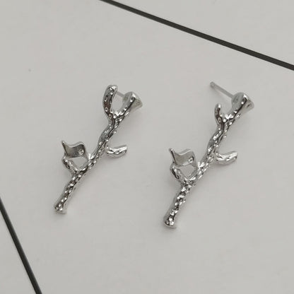 Gold Electroplated Punk Bird Drop Earrings For Women With Artificial Gemstones In Alloy