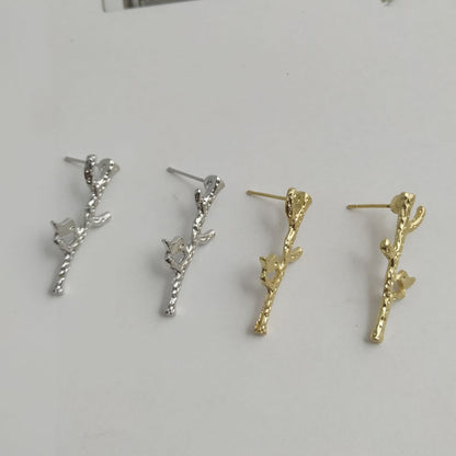 Gold Electroplated Punk Bird Drop Earrings For Women With Artificial Gemstones In Alloy