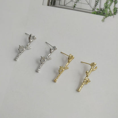 Gold Electroplated Punk Bird Drop Earrings For Women With Artificial Gemstones In Alloy