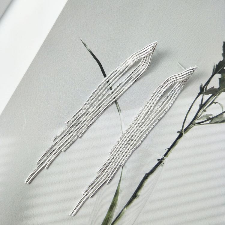 Simple Style Gold Tassel Earrings Featuring Electroplated Alloy Craftsmanship