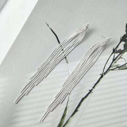 Simple Style Gold Tassel Earrings Featuring Electroplated Alloy Craftsmanship