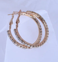 Luxurious Elaborate Gold Circle Large Earrings With Rhinestones, Featuring 304 Stainless Steel Ear Pins, Alloy Material