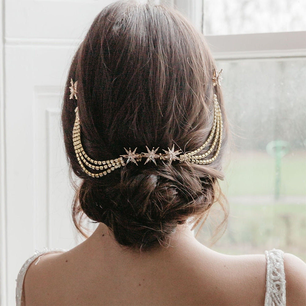 Hexagram Rhinestones Hair Comb For Women In Wedding Style, Perfect For Wedding Season Accessories