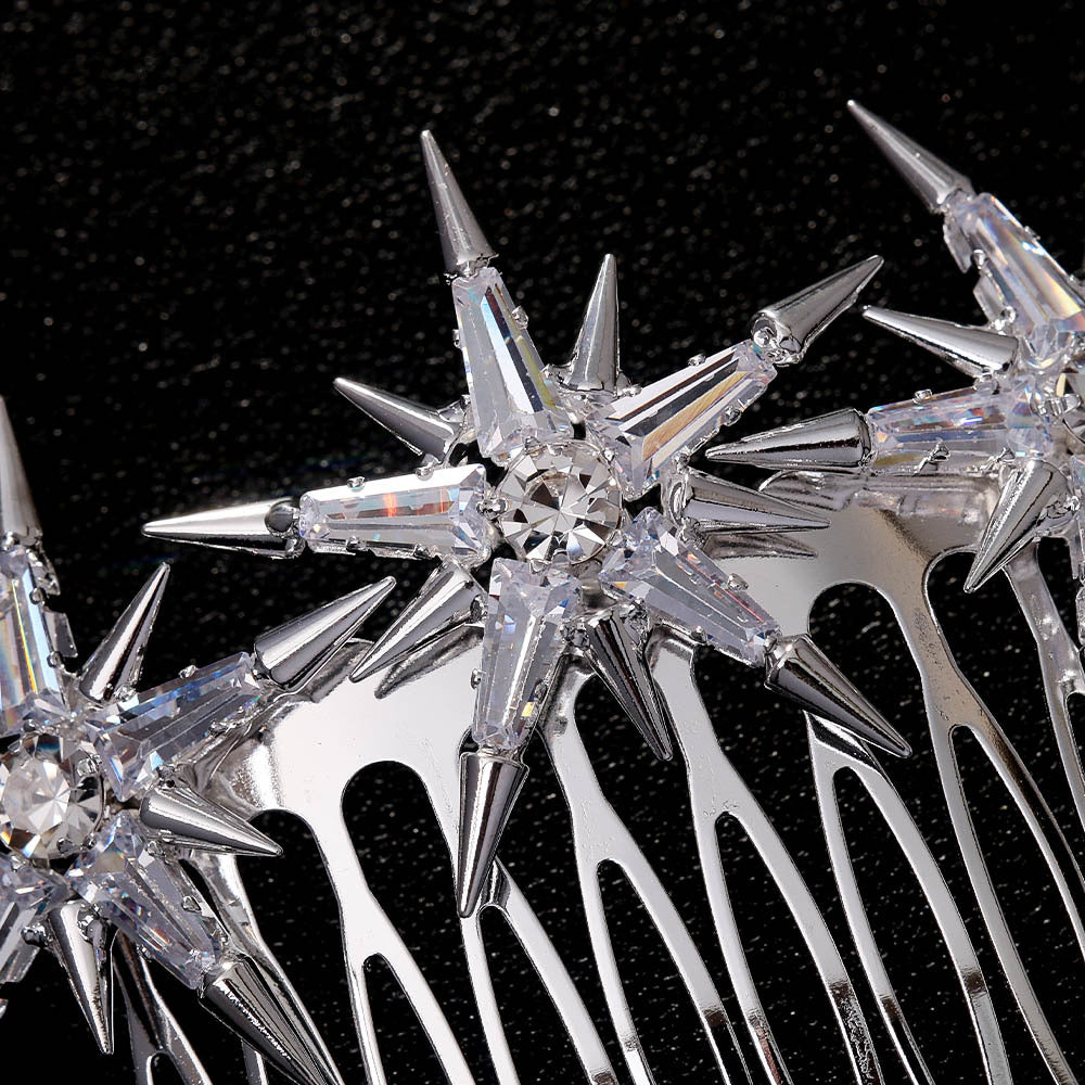 Hexagram Rhinestones Hair Comb For Women In Wedding Style, Perfect For Wedding Season Accessories