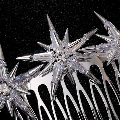 Hexagram Rhinestones Hair Comb For Women In Wedding Style, Perfect For Wedding Season Accessories