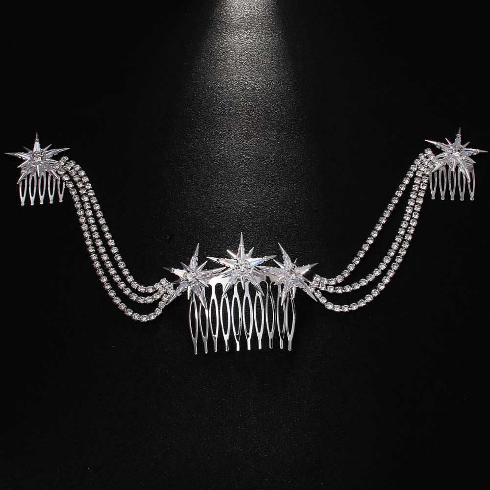 Hexagram Rhinestones Hair Comb For Women In Wedding Style, Perfect For Wedding Season Accessories