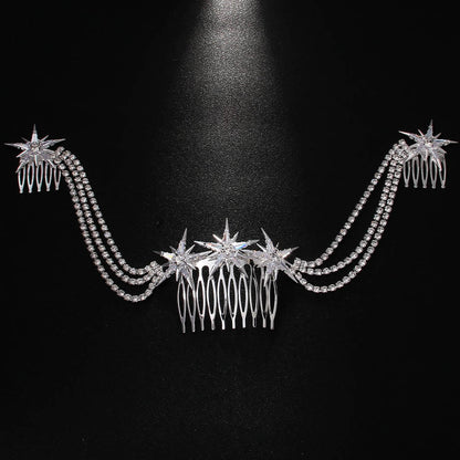 Hexagram Rhinestones Hair Comb For Women In Wedding Style, Perfect For Wedding Season Accessories