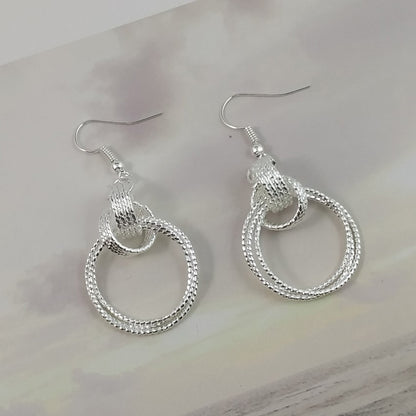 Simple Style Circle Drop Earrings In Alloy With Silver Plated Electroplated Finish And 304 Stainless Steel Ear Pins