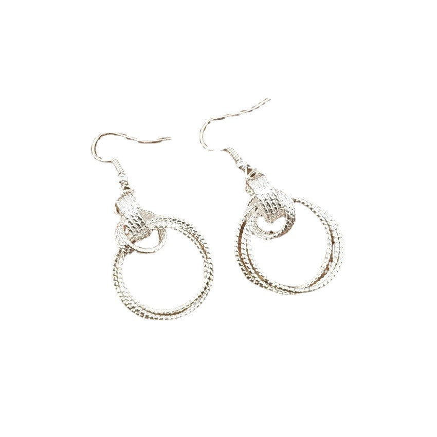 Simple Style Circle Drop Earrings In Alloy With Silver Plated Electroplated Finish And 304 Stainless Steel Ear Pins