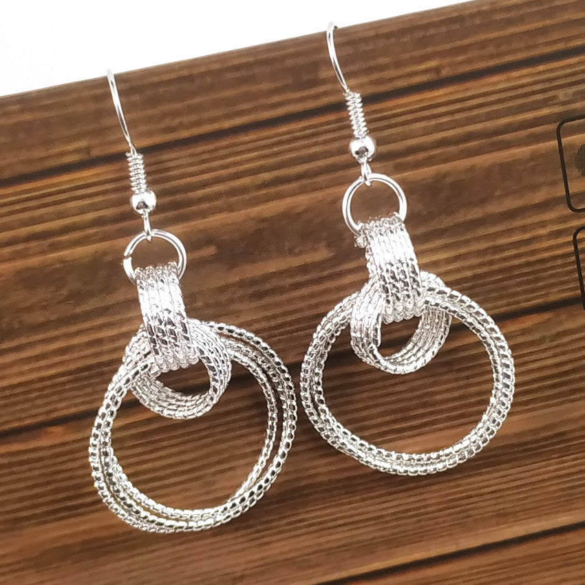 Simple Style Circle Drop Earrings In Alloy With Silver Plated Electroplated Finish And 304 Stainless Steel Ear Pins