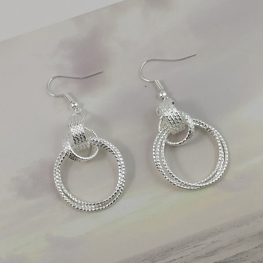 Simple Style Circle Drop Earrings In Alloy With Silver Plated Electroplated Finish And 304 Stainless Steel Ear Pins