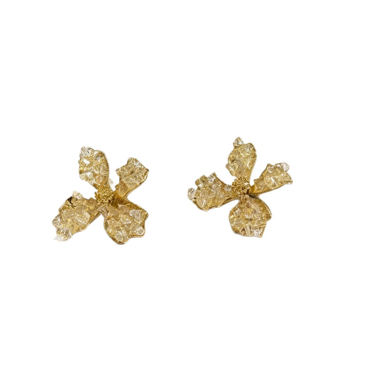 Unisex Flowers Earrings Made Of Zinc Alloy With Crystal Inlay, Featuring Electroplated Finish And 304 Stainless Steel Ear Pins