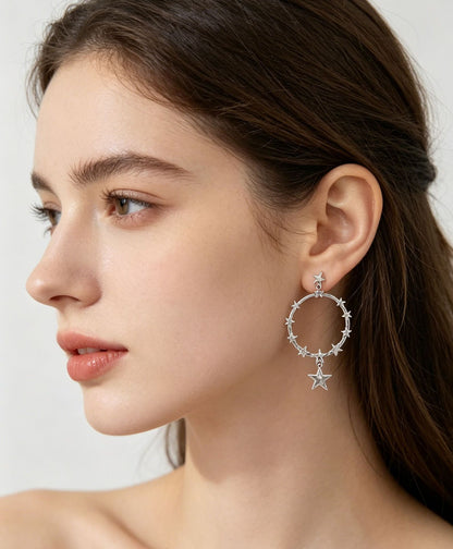 Exaggerated Pentagram Earrings In Alloy Featuring 304 Stainless Steel Ear Pins For Durable Comfort