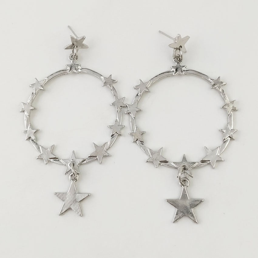 Exaggerated Pentagram Earrings In Alloy Featuring 304 Stainless Steel Ear Pins For Durable Comfort