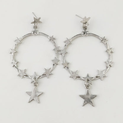 Exaggerated Pentagram Earrings In Alloy Featuring 304 Stainless Steel Ear Pins For Durable Comfort