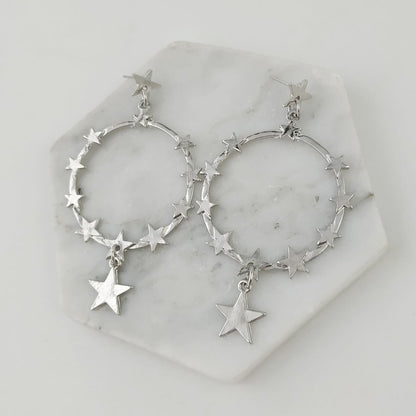 Exaggerated Pentagram Earrings In Alloy Featuring 304 Stainless Steel Ear Pins For Durable Comfort
