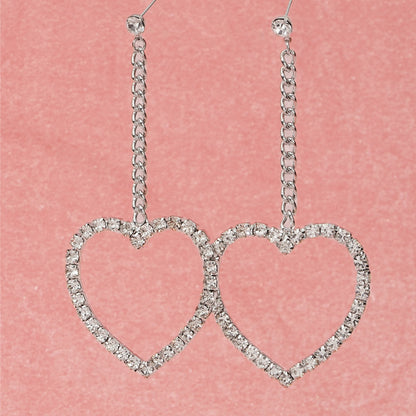 Heart Shape Stud Earrings With 925 Sterling Silver Ear Pins Featuring Tassel Design