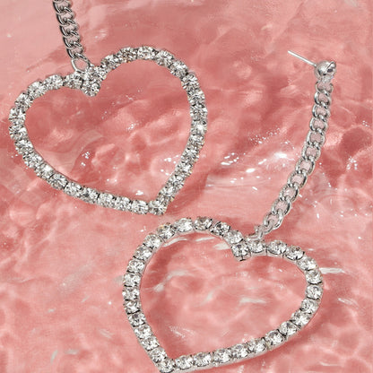 Heart Shape Stud Earrings With 925 Sterling Silver Ear Pins Featuring Tassel Design