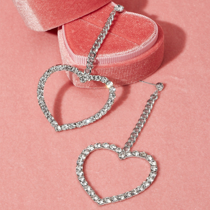 Heart Shape Stud Earrings With 925 Sterling Silver Ear Pins Featuring Tassel Design