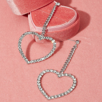 Heart Shape Stud Earrings With 925 Sterling Silver Ear Pins Featuring Tassel Design