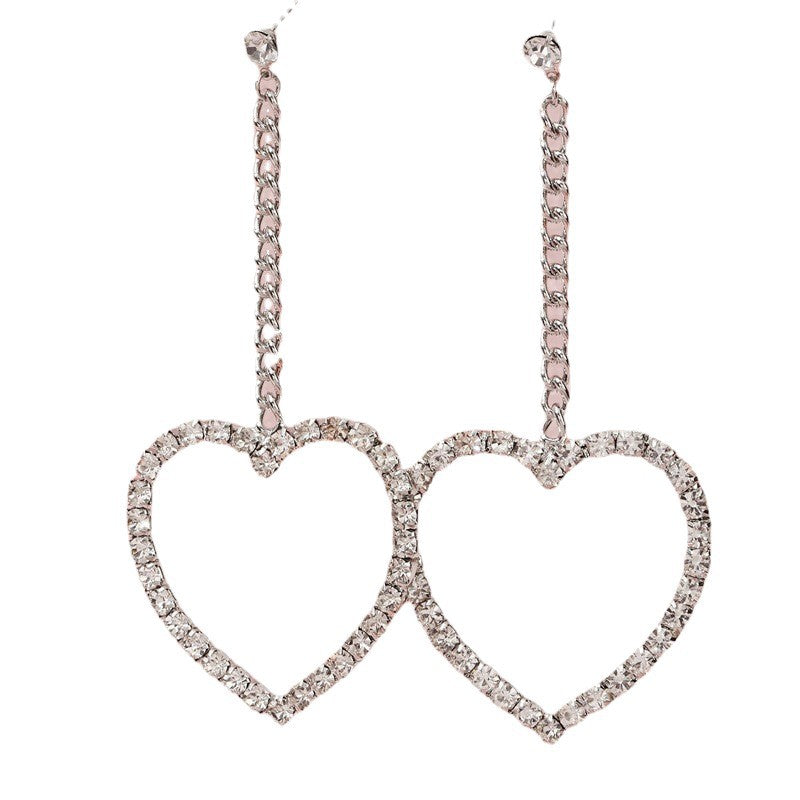 Heart Shape Stud Earrings With 925 Sterling Silver Ear Pins Featuring Tassel Design