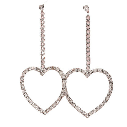 Heart Shape Stud Earrings With 925 Sterling Silver Ear Pins Featuring Tassel Design