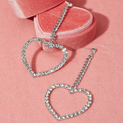 Heart Shape Stud Earrings With 925 Sterling Silver Ear Pins Featuring Tassel Design