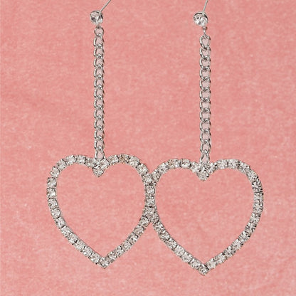 Heart Shape Stud Earrings With 925 Sterling Silver Ear Pins Featuring Tassel Design