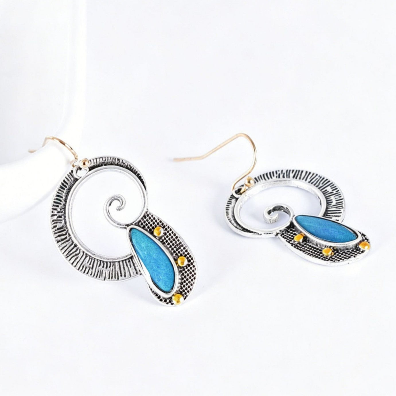 Retro Spiral Earrings In Alloy With Electroplated Finish And 304 Stainless Steel Ear Pins