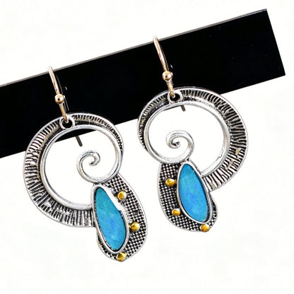 Retro Spiral Earrings In Alloy With Electroplated Finish And 304 Stainless Steel Ear Pins