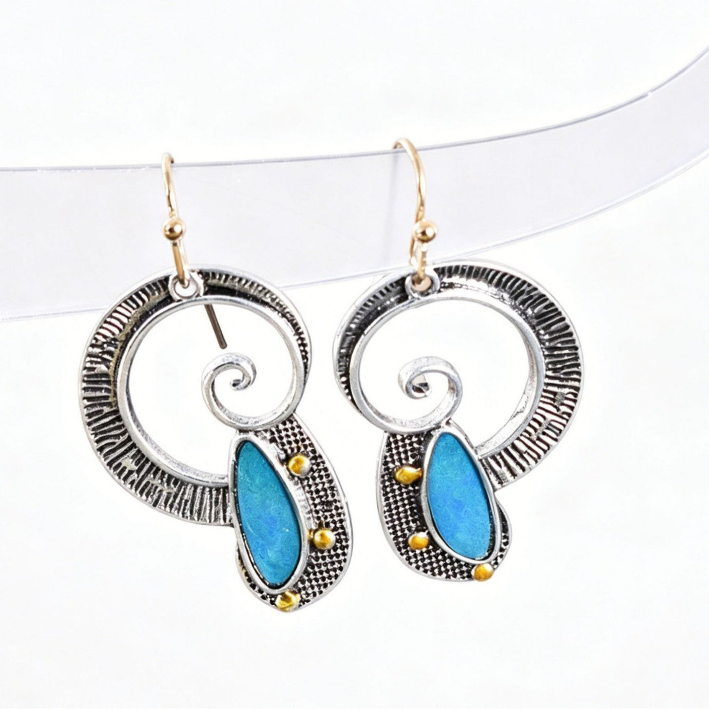 Retro Spiral Earrings In Alloy With Electroplated Finish And 304 Stainless Steel Ear Pins