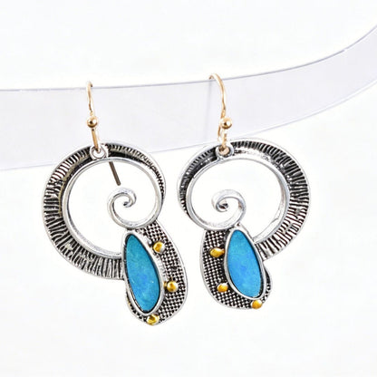 Retro Spiral Earrings In Alloy With Electroplated Finish And 304 Stainless Steel Ear Pins