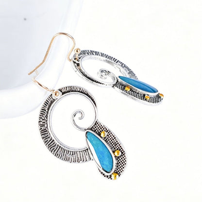 Retro Spiral Earrings In Alloy With Electroplated Finish And 304 Stainless Steel Ear Pins