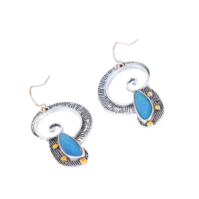 Retro Spiral Earrings In Alloy With Electroplated Finish And 304 Stainless Steel Ear Pins