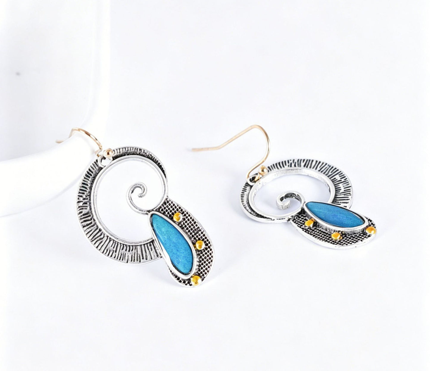 Retro Spiral Earrings In Alloy With Electroplated Finish And 304 Stainless Steel Ear Pins