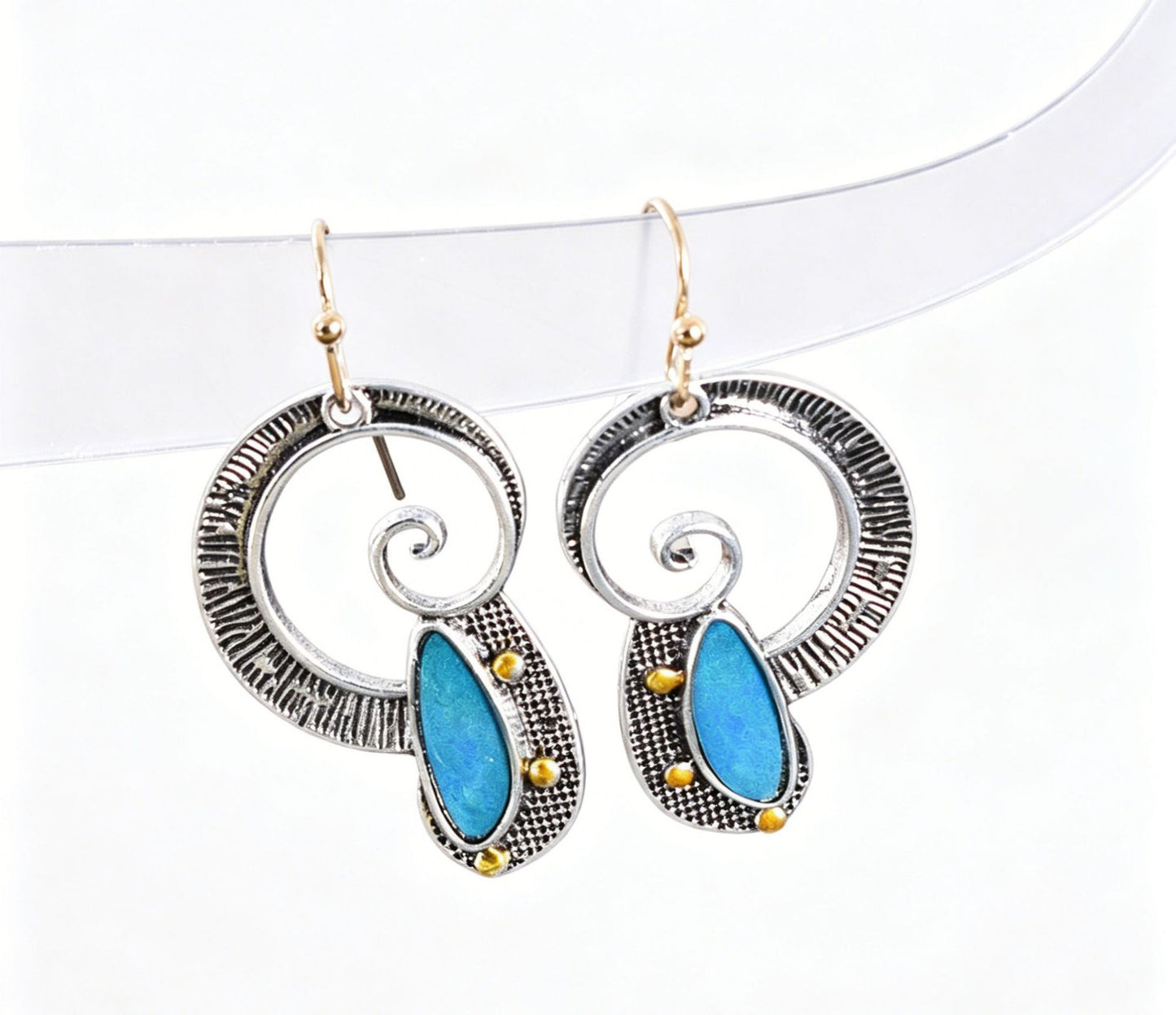 Retro Spiral Earrings In Alloy With Electroplated Finish And 304 Stainless Steel Ear Pins