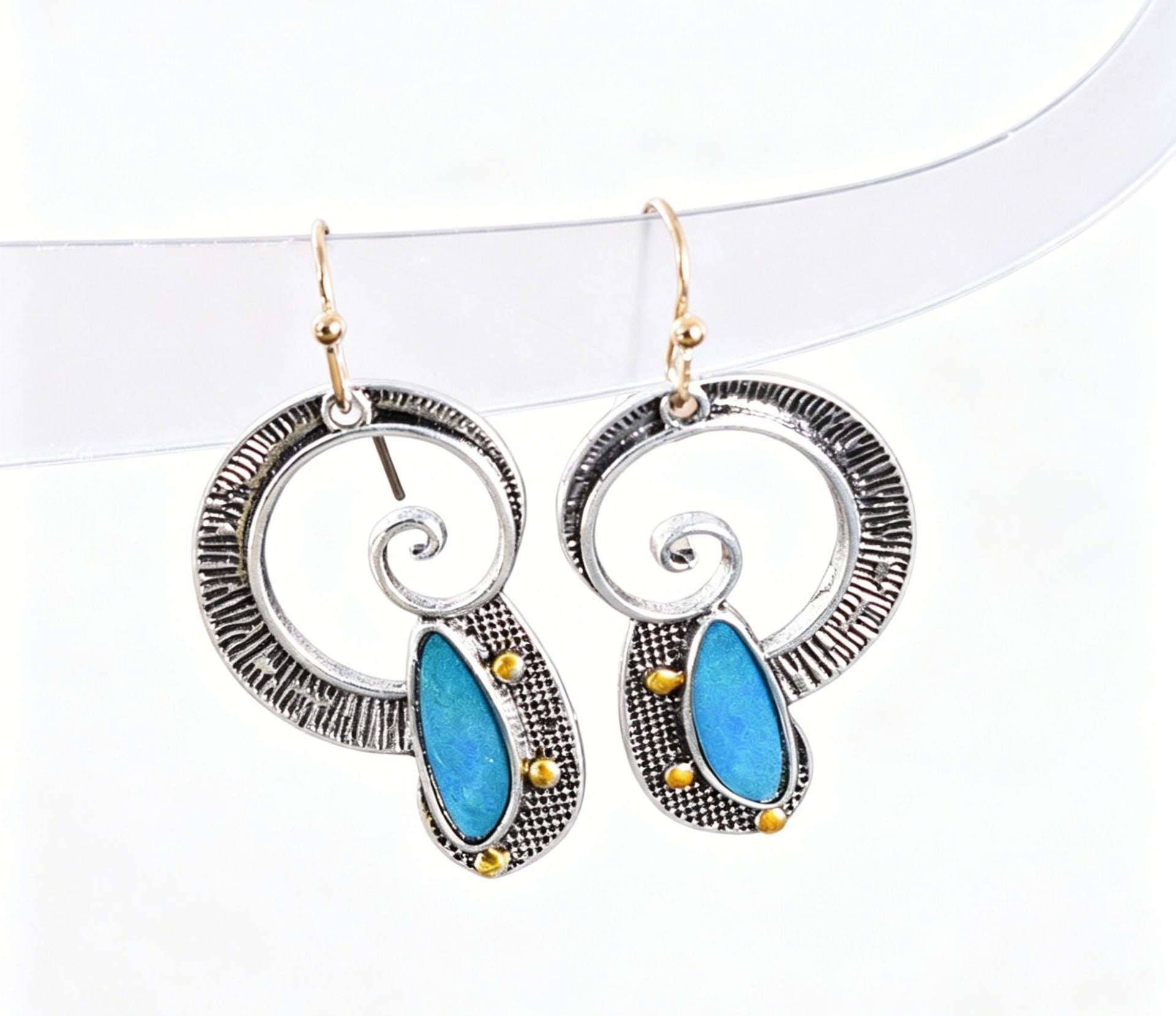 Retro Spiral Earrings In Alloy With Electroplated Finish And 304 Stainless Steel Ear Pins